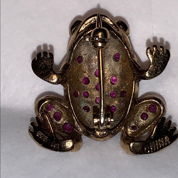 Ruby silver frog brooch beautiful unique rare find - Picture 5 of 11